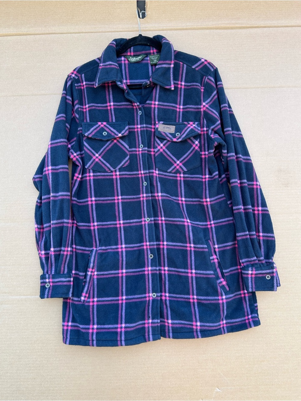 Stillwater Supply Co. Fleece Button Shirt Purple Pink Plaid Medium Cozy Soft